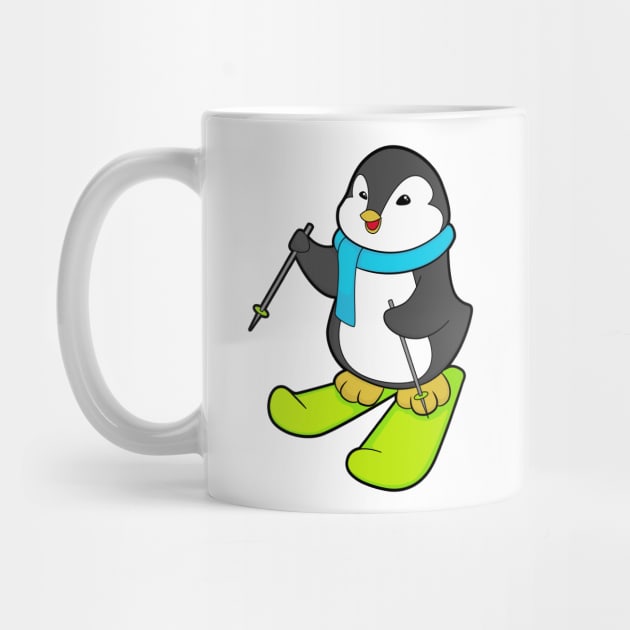 Penguin as Skier with Ski by Markus Schnabel